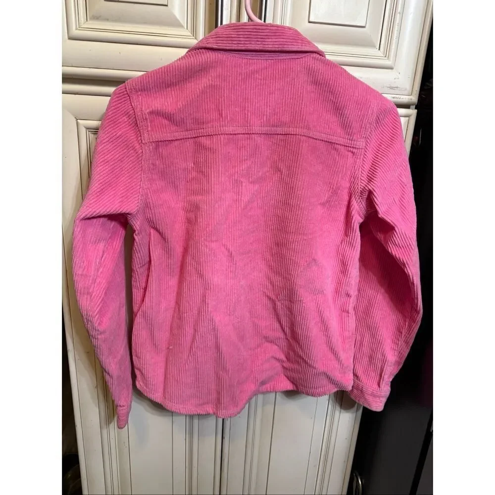 PacSun Kids Corduroy Collared Button Front Long Sleeve Shacket Pink Size Large